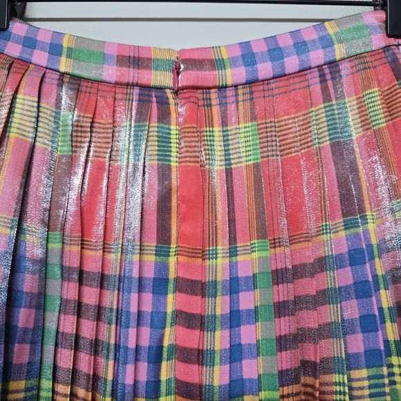 J.Crew Women's Metallic Shimmering Plaid Pleated Midi Skirt Multicolor Sz 10 NWT - Picture 6 of 10